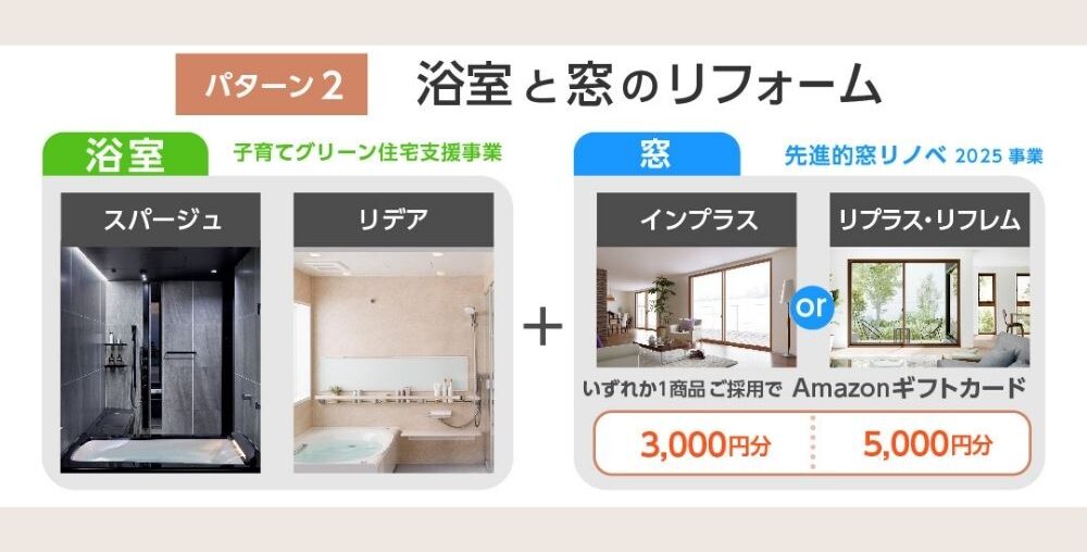 浴室と窓のリフォームでAmazonギフトカードがもらえるキャンペーン