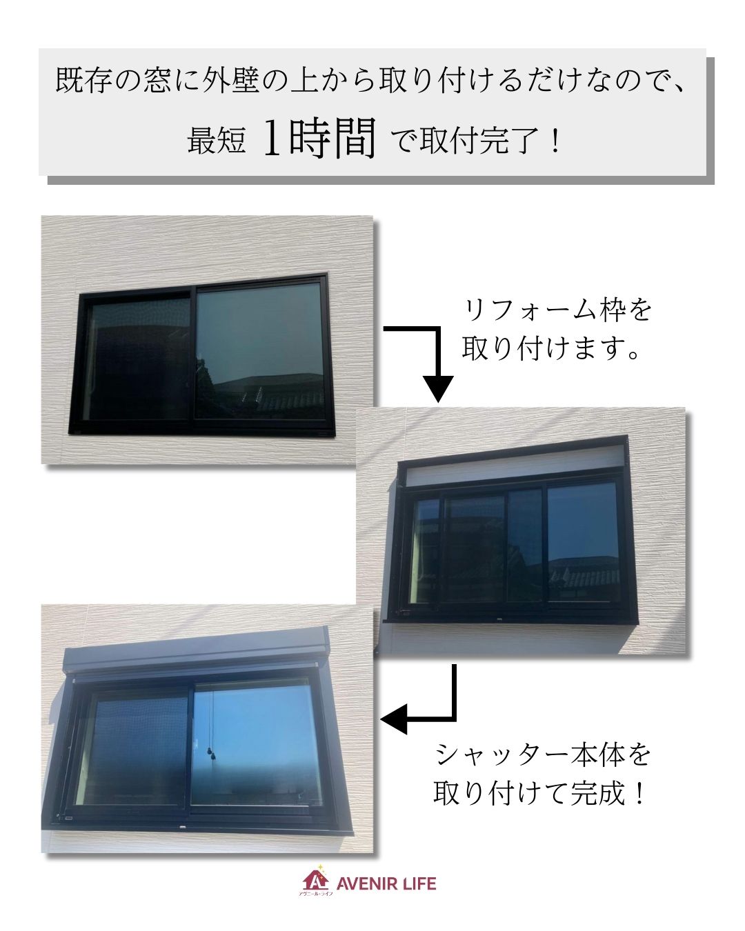 最短1時間で取付完了!