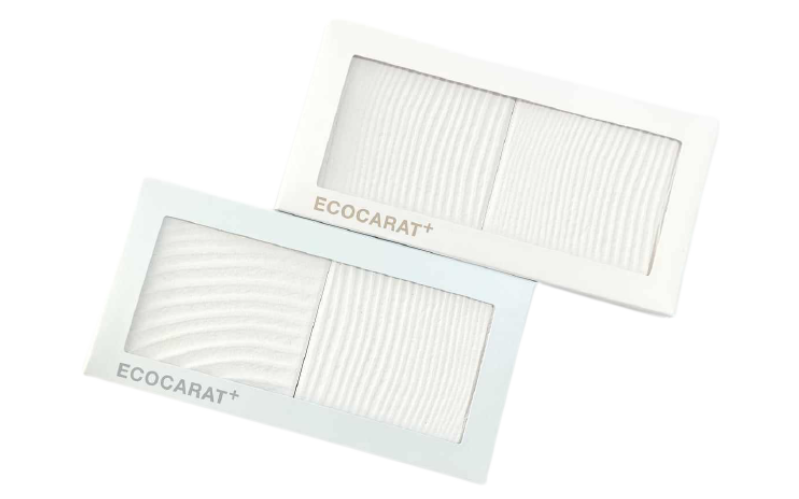 シューカラットは、調湿や脱臭をしてくれる内装壁タイル「エコカラット」で作ったサンプルです。 靴箱や食品庫の中に入れていただくと、調湿・臭い軽減性能をお試しいただけます。